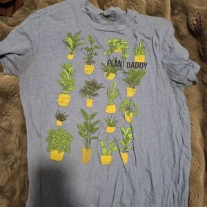 Blue Graphic Tee with Plant Design